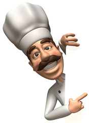 Chef avec un panneau blanc