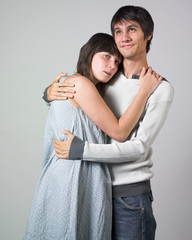 young couple in embrace