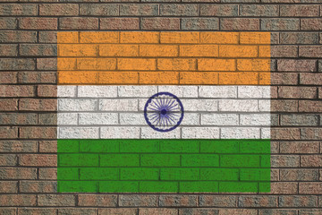 Indian flag painted on brick wall illustration