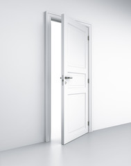 3d rendering of a door in a white room
