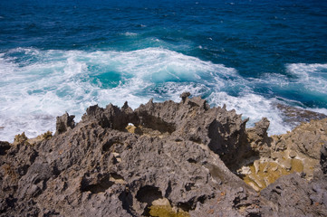 rocky shore with ocean waves