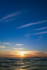 beautiful vibrant sunset at the end of a hot summer day