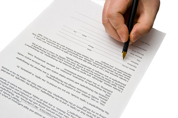 signature an agreement isolated over white