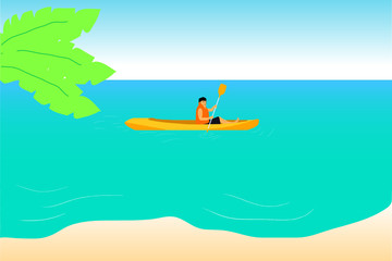 Obraz na płótnie Canvas Kayaking on the sea
