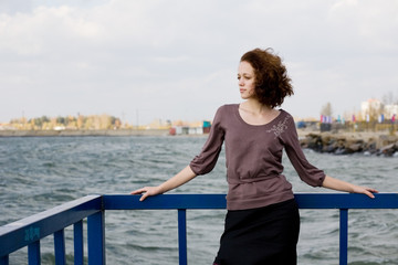 Wind on landing stage in solar weather