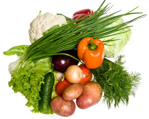 many vegetables for health food isolated on white