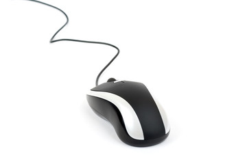 Laser mouse with cord isolated on white.
