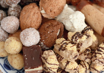 close up of christmas candies with chocolate