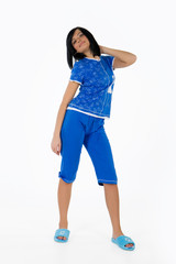 Young woman in house dress