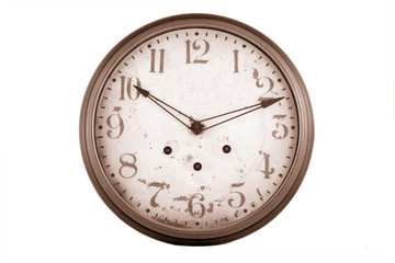 vintage old fashioned clock isolated on white