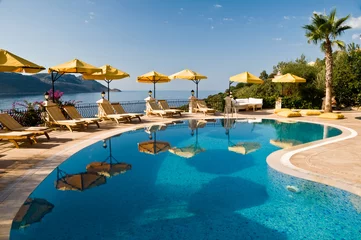 Fotobehang Poolside at a resort in the Turkish Mediterranean. © Can Balcioglu