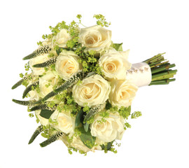 Studio shot of a bride's rose wedding bouquet.