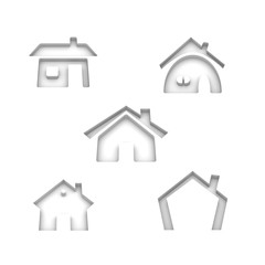 Set of 5 house 3d rendered icon variations