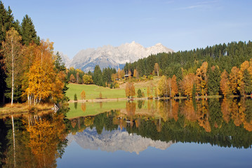 Mountains and lake at Schwarzsee - Kitzbuhel Austria