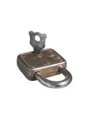 A closed lock with a key isolated on white background.