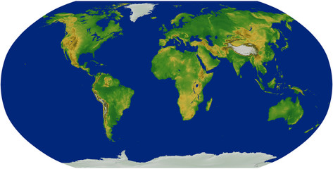 Robinson World Map with Terrain - obrazy, fototapety, plakaty