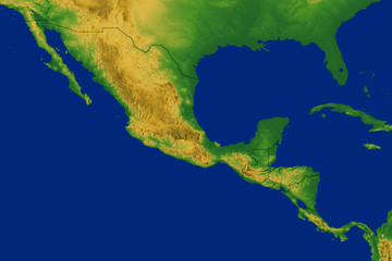 Mexico Map with Terrain