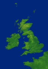 United Kingdom Map with Terrain