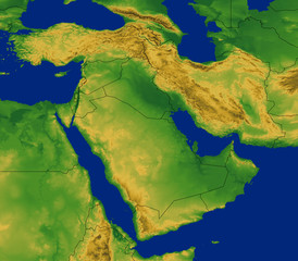 Middle East Map with Terrain