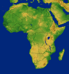 Africa Contient Map with Terrain
