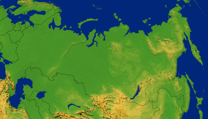 Russia Region Map with Terrain