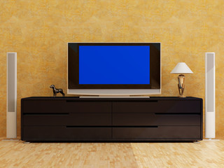 home interior with plasma tv