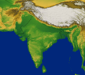 India Region Map with Terrain