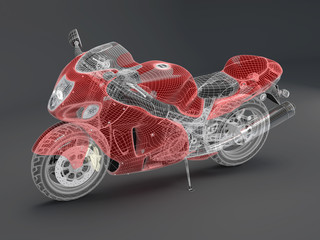 high-tech red motorcycle