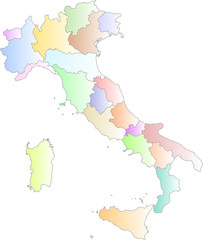 Fototapeta na wymiar Italia suddivisa in regioni