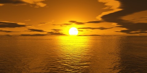 coucher de soleil mer orange