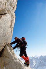 Climber, Mont Blanc massif, Chamonix, France.