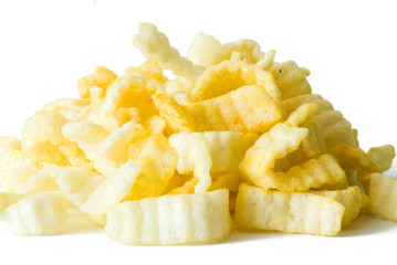 crisp potato chips on a light background