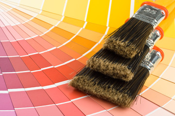 Brushes on a background from colour guide