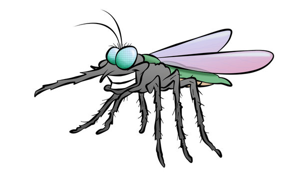 A cartoon mosquito who looks like he's found his next victim.