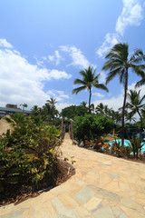 Fototapeta premium Big Island Resort Walkway, Bridge and Swimming Pool