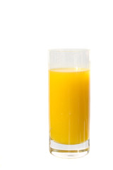 Glass of orange juice isolated over white