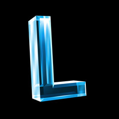 letter L in blue glass 3D