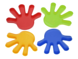 Plastic Toy Hands on Isolated White Background