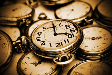 Old vintage clocks, watches