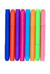 varicoloured markers on the white isolated background