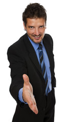 young business men shaking hand close up