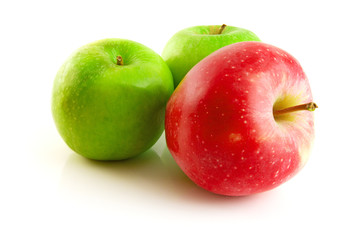 green and red apple isolated on the white background