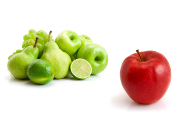 fresh green fruits isolated on the white background