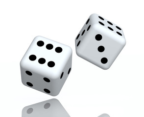 Falling 3d bones of white color