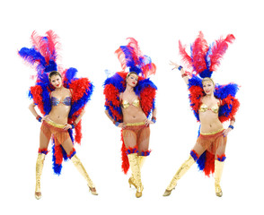 attractive cabaret trio. isolated on white