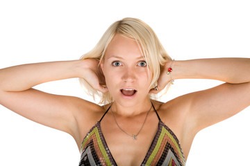 Fototapeta premium young beautiful girl on the white