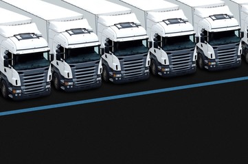 Obraz na płótnie Canvas White semi ciężarówki