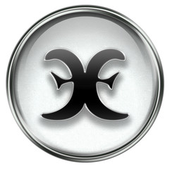 Pisces zodiac button icon, isolated on white background.