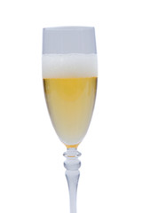 Glass of champagne on a over white background