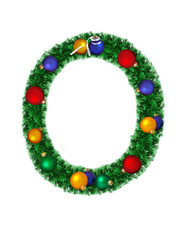 Christmas alphabet isolated on a white background - O